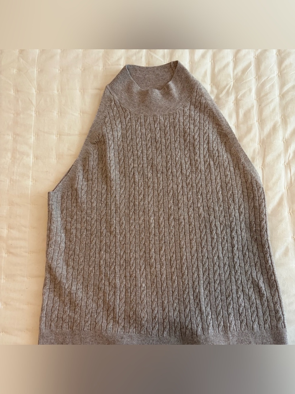 a new day oatmeal heather gray Cable Knit Women's Sweater - Classic Mock Neck